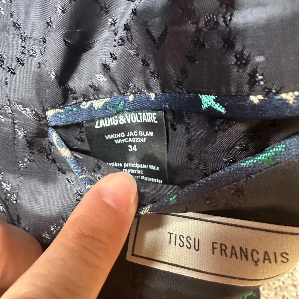 Zadig & Voltaire Blue and Gold Patterned Blazer - Picture 4 of 8